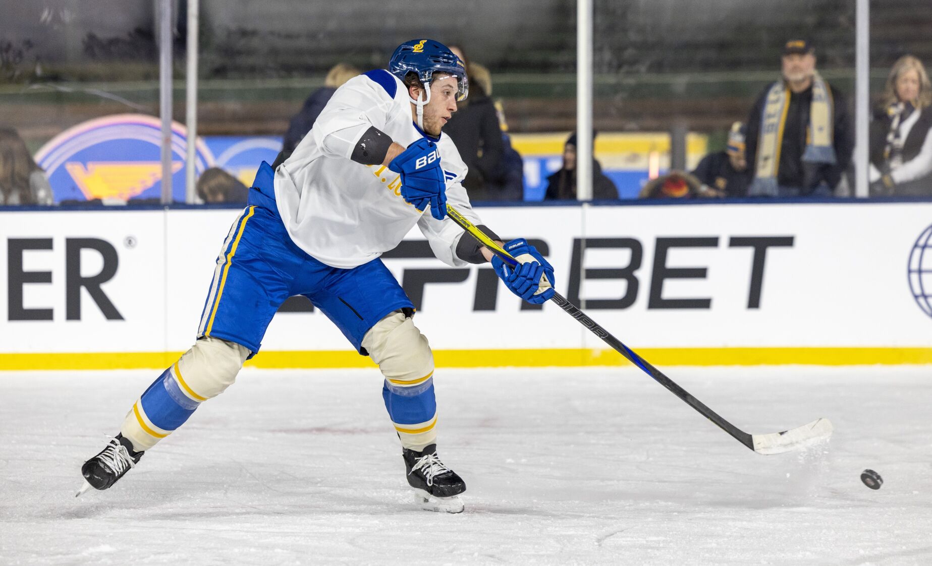 St. Louis Blues practice ahead of the Winter Classic in Chicago